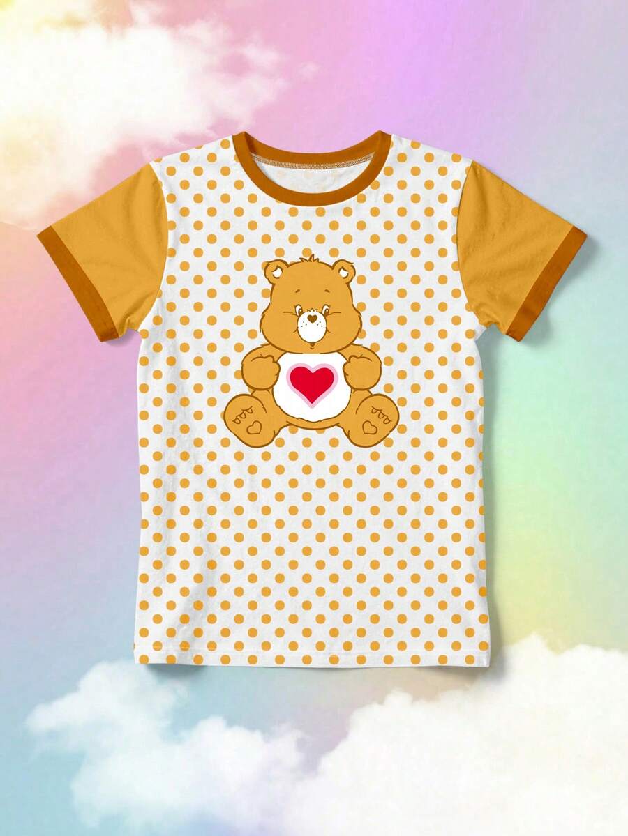 SHEIN | Care Bears Women's Cute Collaboration T-Shirt, Comfortable Wear, Versatile Daily Item - Yellow - View 1