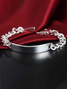 1 chiếc vòng tay nam dài 20cm, thiết kế thanh lịch và tinh tế, dây xích 10mm, hình học thời trang. - Bạc - Xem 3