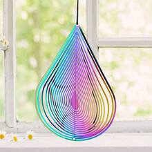 Gradient Color Drop Wind Spinner Stainless Steel Whirligig Wind Chimes Suncatcher Garden Hanging Sculptures Windmill Wedding Window Decor With Swivel Hook - Water Drop - View 2