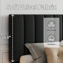 Full Size Bed Frame With Adjustable Height Headboard, Upholstered Platform Bed Frame With Vertical Channel Tufted Design, Sturdy Wooden Slats For Noise-Free Support, No Box Spring Needed - Black - View 6