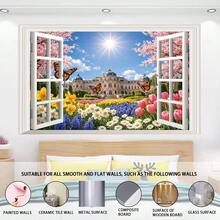 1 pieza Pegatina de pared de impresión digital de castillo de jardín de ventana 3D, decoración de cabecera, material de PVC, autoadhesiva y removible, decoración de dormitorio, regalo perfecto para amigos/familia, adecuado para fans de fútbol, tamaño grande/pequeño - 0663+FZQT - Ver 8