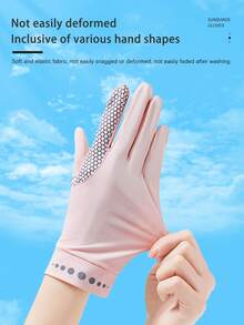 1 đôi găng tay chống nắng nữ, găng tay mùa hè chống trượt, thoáng khí, chống tia UV, có chức năng cảm ứng màn hình, không ngón tay, kèm nắp lật. - A - Xem 2