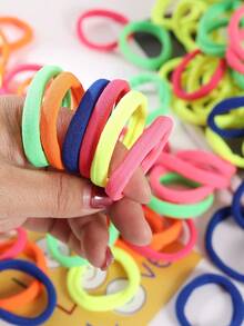 50 Pcs Neon Hair Ties Seamless Nylon Elastic No Damage Ponytail Holders For Women Men, Bright Fluorescent Pink Yellow Green Orange Blue Hair Ties Ropes For Thick Curly Thin Heavy Hair, Non-Slip Soft Accessories For Sports Gym Yoga Running Daily Work Travel Office, Ideal Gift For St. Patrick's Day Easter Mother's Day Birthday Anniversary Holiday Accessories - Multicolor - View 1