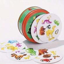 Dolphin Animal Matching Card Game - Visual Reaction Game Cards - Quick Pairing Card Game Suitable For Family And Friends - Family Gathering Tin Box - Multiplayer Fun, Dinosaur Theme Party Decor, Dinosaur Theme Box, Card Game, Couple Game - Includes Instructions - Orange-green - View 2