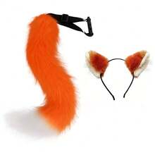 Băng đô tai mèo thủ công, phụ kiện đuôi cáo, bộ tai và đuôi động vật hoạt hình kèm vòng cổ có chuông. - Bộ 2 món màu trắng và đen - Xem 18