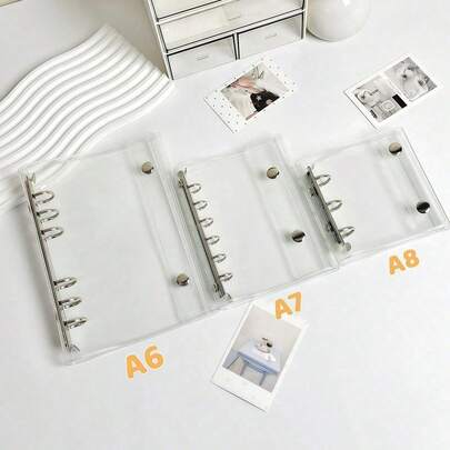 1 pieza Cuaderno de hojas sueltas transparente A7/A6, Cuaderno de hojas sueltas con pegatinas, YOUCHENGYOUPIN, Cuaderno con pegatinas, Almacenamiento de tarjetas fotográficas Kpop, Cuaderno de hojas sueltas transparente de doble hebilla de cuero suave, Diario hecho a mano DIY, Adecuado para álbum de fotos, libro de pegatinas, cuaderno, planificador, útiles escolares para estudiantes, suministros de oficina