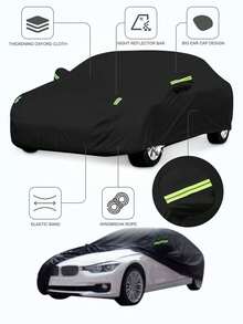 Outdoor Full Car Cover, Waterproof, Windproof, UV-Resistant, Snowproof, Dustproof Car Protection Cover, Equipped With Reflective Warning Strips And Windproof Fixing Ropes, Suitable For Sedan, SUV And Hatchback Universal - Multicolor - View 6