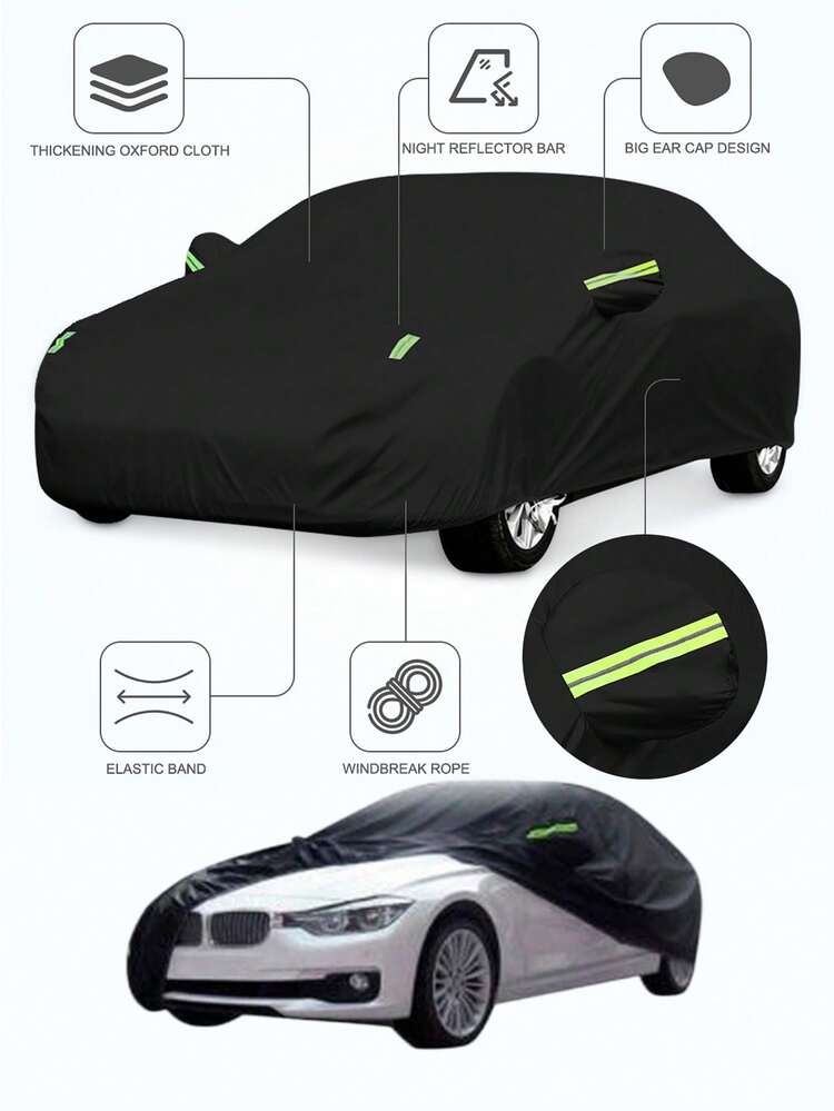 Outdoor Full Car Cover, Waterproof, Windproof, UV-Resistant, Snowproof, Dustproof Car Protection Cover, Equipped With Reflective Warning Strips And Windproof Fixing Ropes, Suitable For Sedan, SUV And Hatchback Universal - Multicolor - View 5