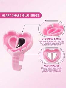 50/200/400个/瓶 心形睫毛胶环 - 含睫毛胶支架和扇形杯，专业睫毛嫁接用品 - 彩色 - 查看 4
