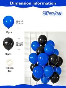 Juego de globos de cumpleaños negro y azul - Pétalos falsos, pancarta de feliz cumpleaños, globo de lámina en forma de corazón, globos de látex gruesos - Perfecto para fiesta de cumpleaños de hombres, compromiso, temporada de bodas, aniversario, despedida de soltera, despedida de novia - Estilo 1 - Ver 9