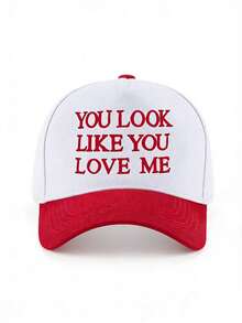 Mũ lưỡi trai phong cách đường phố dành cho nam giới, thêu dòng chữ "YOU LOOK LIKE YOU LOVE ME" - A - Xem 9