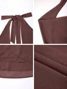 Đầm ngắn Look Polly màu nâu hở lưng, đính kim tuyến, kiểu dáng thanh lịch, gợi cảm, thích hợp cho các bữa tiệc ngày Valentine, lễ hội Carnival, và kỳ nghỉ hè trên bãi biển. - màu nâu - Xem 9