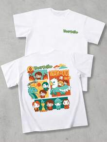 Strevion OBM Men X Harry Potter Áo thun nam tay ngắn cổ tròn in hình hoạt hình Harry Potter tối giản, thích hợp cho mùa hè. - trắng - Xem 1