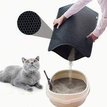 Thảm lót khay vệ sinh cho mèo, thiết kế hai lớp hình tổ ong EVA, chống thấm nước tiểu và nước tiểu, giúp kiểm soát chất thải, giảm thiểu rác thải, dễ dàng vệ sinh, có thể giặt, màu đen. - màu đen - Xem 11