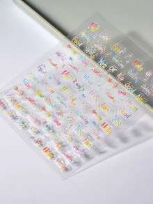 1片3D立体彩色英文字母美甲贴纸，多巴胺周及情绪字母美甲贴花，防水DIY美甲装饰 - 彩色 - 查看 4