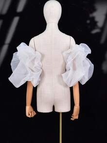 1 对简约白色欧根纱泡泡袖袖口，宽松袖套，适合女士连衣裙、出席晚宴、舞会、派对等场合。 - 彩色 - 查看 5