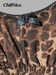 Đầm mini chiffon không tay họa tiết da báo gợi cảm, viền bèo nhún, thích hợp cho các buổi tiệc tùng mùa hè dành cho nữ. - Nhiều màu - Xem 9