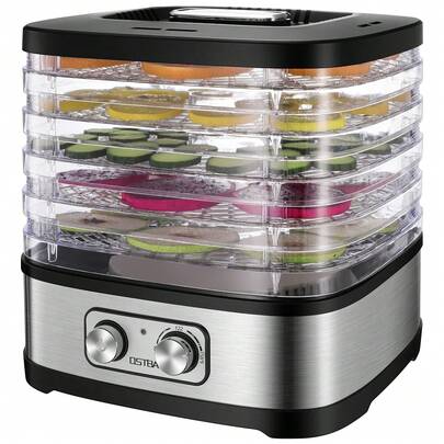 YASHE 304 Stainless Steel Food Dehydrator, Dehydrator For Food And Jerky, Fruits, Herbs, Veggies, Temperature Control Electric Food Dryer Machine, 5 Trays Dishwasher , 240W, Recipe Book Included