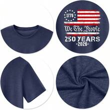 250Th Anniversary USA Shirts For Men American Flag T-Shirt 4Th Of July Shirt 250 Years Birthday Patriotic Tops Camisas Para Mujer Graphic Tees Cotton Tops Women Men Camisetas Para Mujer - Xanh đậm - Xem 5