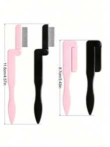 2/1 pieza Peine recto plegable mini para cejas y pestañas, con separador de dientes de metal y cepillo de rímel, para rizar y alargar las pestañas, herramienta de belleza. - Multicolor - Ver 4