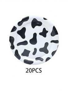 10/20pcs 7-Inch Cute Cow Pattern Disposable Paper Plates, Suitable For Birthday Parties, Party Decorations, Perfect For Farm Theme Parties And Family Picnics - View 7