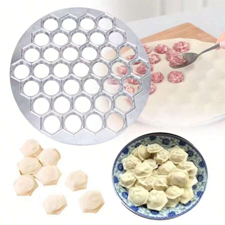 1個省時餃子模具，37孔金屬餃子模，可一次製作多個餃子