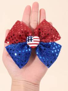 2 Stück USA Memorial Day rot-weiß-blaue Haarschleifen mit Alligatorclips, funkelnde Haarschleifen in amerikanischen Flaggenfarben, Haarspangen für Feiertage, Geschenk Haraccessoires für Frauen, Haarclips, Geburtstag - Verschiedenfarbig - Übersicht 3