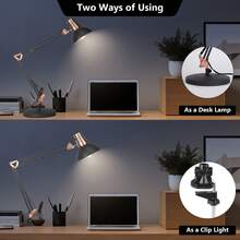 2-In-1 Industrial Swing Arm Clip On Desk Lamp, Adjustable Metal Work Light, Suitable For Architects' Drawing Desk Lamps In Home Offices, Study Rooms, And Workbenches (Excluding Light Bulbs) - US A Type Plug(110-127V) - View 6