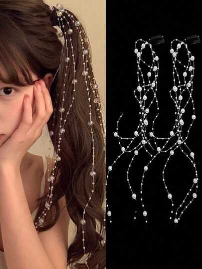 Cute Ponytail Decor Hair Claw, Long Double Ponytail Hair Chain, Braided Tassel Magic Hair Clip, Hair Accessory