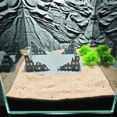Mô hình trang trí bể cá cảnh hình tàn tích lâu đài cổ in 3D, đồ thủ công trang trí cảnh quan bể cá.