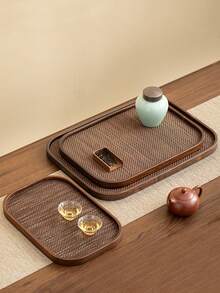 Walnut Color Tray With Cushion, Suitable For Displaying Food, Snacks, Drinks, Sushi, Steak, Pizza, Desserts, Cakes, Bread, Breakfast Tray, Coffee Tray, Tea Tray, Dining Tray, Applicable For Restaurant Kitchen - Maroon - View 5