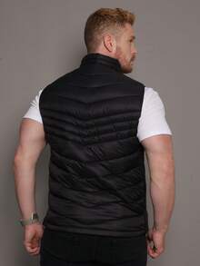 Men's Double-Sided Puffer Vest With Zipper For Winter - Black - View 8