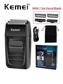 Kemei Electric Shaver KM-1102 Rechargeable Cordless Shaver For Men Twin Blade Reciprocating Beard Razor Face Care Multifunction Strong Trimmer , Men's Daily Personal Care Machine - Black - View 14