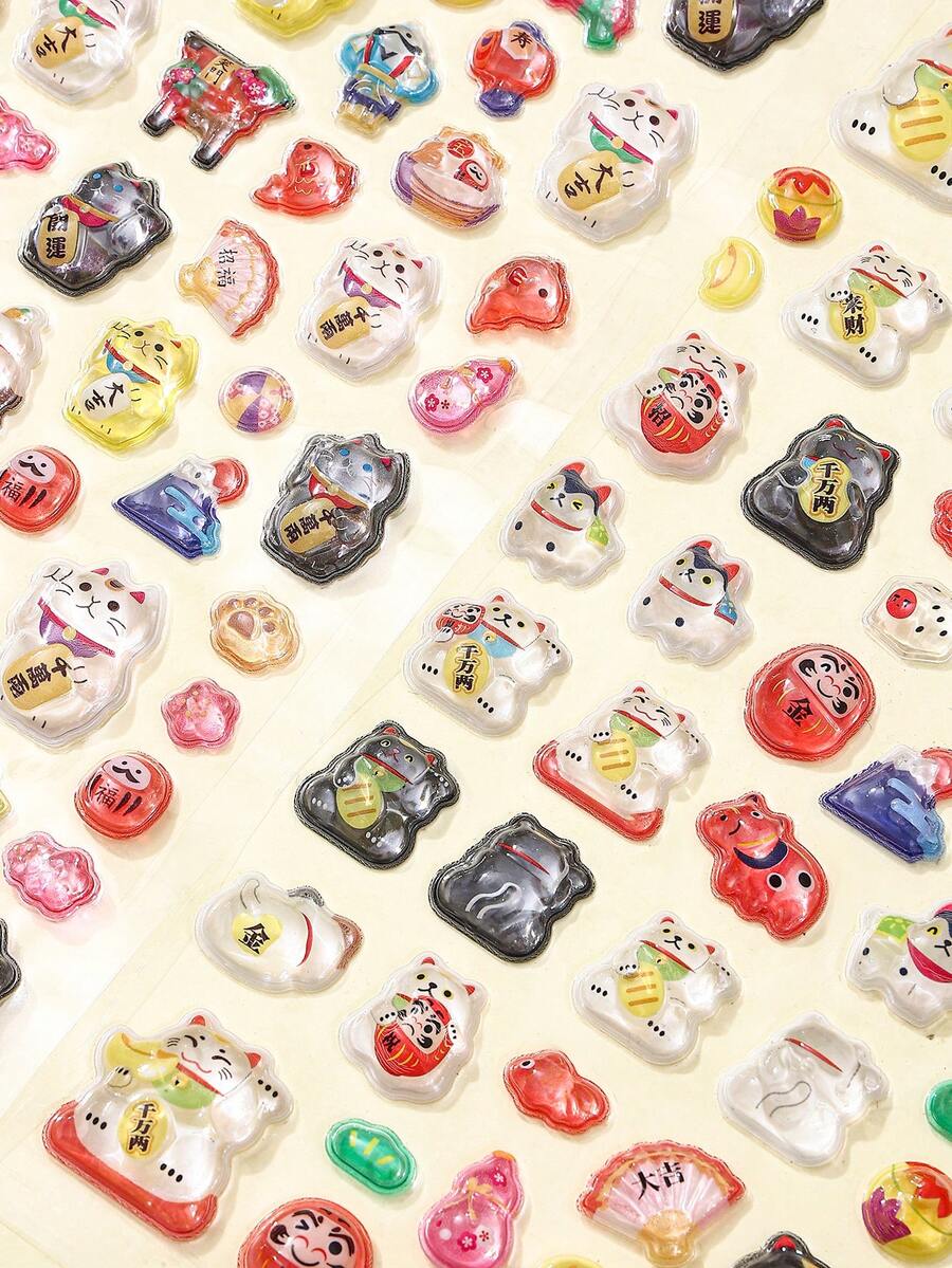 Bộ sticker 3D hình mèo Maneki-Neko hoạt hình dễ thương mới năm 2026 | Sticker động vật đáng yêu, thích hợp dán lên ốp điện thoại, sticker chống nước có thể tái sử dụng, đồ trang trí DIY, sticker lấp lấp lánh DIY, sticker ốp điện thoại DIY, sticker sổ tay DIY, sticker thủ công DIY, thích hợp trang trí sổ lưu niệm và văn phòng phẩm, phụ kiện ốp điện thoại đồng bộ, sticker điện thoại - Có nhiều màu sắc để lựa chọn [Kiểu dáng/Bao bì ngẫu nhiên] - Xem 1