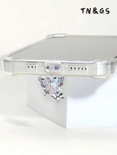 1个镶钻蝴蝶装饰防尘塞，兼容 15/16、Apple 16 Pro、Type-C、17 Pro Max，全覆盖闪亮防尘塞