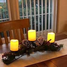 Conjunto de 3 velas eletrônicas sem chama com efeito de chama tremulante realista, luzes de LED ideais para decoração de Halloween, Natal e casamentos. - conjunto de 3 peças - Ver 3
