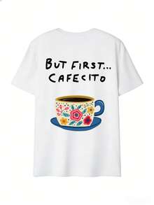 3pcs Summer New Fashionable Versatile Casual Minimalist Floral & Coffee Print Round Neck Short Sleeve T-Shirts For Women - Multicolor - View 6