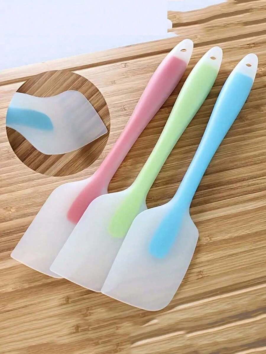3件套耐热硅胶刮刀套装，包括迷你硅胶刮刀、果酱刮刀、耐热奶油刮刀，烘焙搅拌工具，厨房必备，适合公寓使用，硅胶材质 - 彩色 - 查看 1