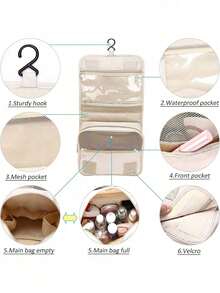 1pc Waterproof Travel Makeup Bag, Hanging Toiletry Organizer, Large Capacity Cosmetic Storage Bag, Multi-Layer Makeup Organizer Bag, Portable Handbag, Perfume Storage Box, Suitable For Cosmetics, Skincare, Razors, Personal Care Items, Multi-Color, Spacious & Practical Travel Essential, Suitable For Men & Women, Holiday Gift - Multicolor - View 10