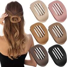 6-Piece Colorful Flat Round Hair Clip Set, Non-Slip Alligator Clips With Curved Design, Vintage Minimalist Hair Accessories For Women. Suitable For Various Hairstyles, Including Claw Clips, Hair Slides, Side Barrettes, Bobby Pins And Other Hair Accessory Styles. - 彩色 - 查看 11