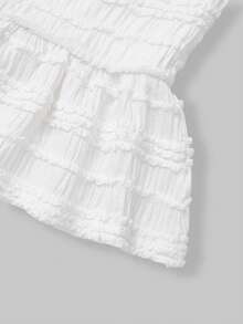Women's Summer Sleeveless Peplum Top Ruched Textured Tank Tops Cute Fit And Flare Ruffle Hem Blouse For Vacation Beach Daily Wear - White - View 9