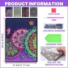 Bộ tranh đính kim cương 1 chiếc - Họa tiết Mandala Hoa và Lông vũ, Chất liệu da PU, Bao gồm dụng cụ đính kim cương, Thích hợp để viết, vẽ, ghi chú, Quà tặng Lễ Tạ ơn - Nhiều màu - Xem 4