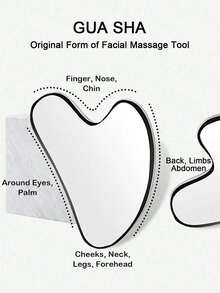 2pcs Facial Care Massage Set - Lymphatic Contour Face Brush, Stainless Steel Heart-Shaped Gua Sha Board, Dry Face Brush, Face, Chin And Jawline Lymphatic Drainage Massager, Stainless Steel Gua Sha Tool - Multicolor - View 7