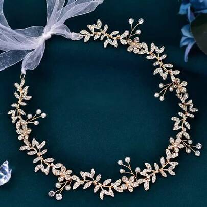 1. 优雅时尚的合金叶片花朵装饰可爱珍珠新娘腰带，适合情人节装饰，可搭配女孩紧身连衣裙，作为腰部装饰。