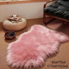 1pc Faux Wool Irregular Shaped Carpet, Modern Minimalist Indoor Rug, Woven Knitted Soft Fluffy Small Rug, Easy To Clean And Store, Suitable For Living Room, Bedroom, Chair, Sofa, Bedside, Vanity, Home Decor, Ins Style, All Season - Pink - View 6