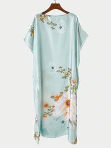 1 Áo choàng dài kaftan in hoa giả lụa cổ điển thanh lịch dành cho nữ, khăn choàng chống nắng đi biển thường ngày, kimono, mùa hè cho trang phục - Nhiều màu - Xem 32