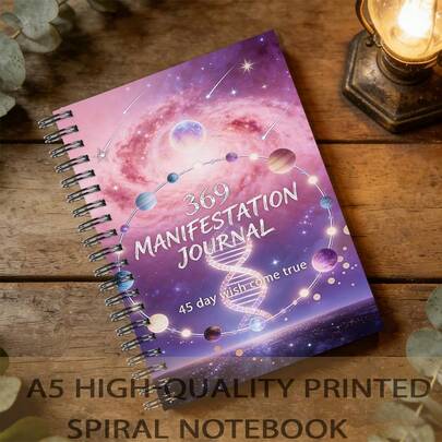 1 Diario de manifestación A5 369, portada de vórtice estrellado, cuaderno de la ley de atracción, diseñado para mujeres, autocuidado y establecimiento de objetivos, logra la vida de tus sueños, cuaderno de tapa blanda
