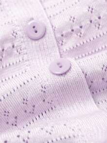 GIGOGOU Women's Breathable Knit Cardigan T-Shirt, Fashionable Short Sleeve Top, Spring/Summer - Purple - View 8