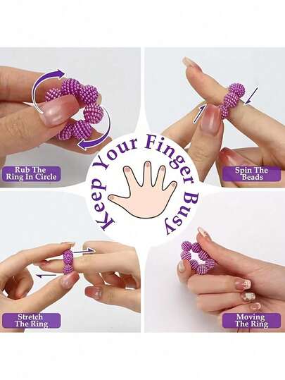 5pcs Colorful Spiked Sensory Rings, Fidget Rings For Teens, Suitable For Office Workers, Compact And Portable, Can Be Used At Home, School, Office, Travel, Helps Relieve Daily Stress, Great Gift For Loved Ones, Friends And Family