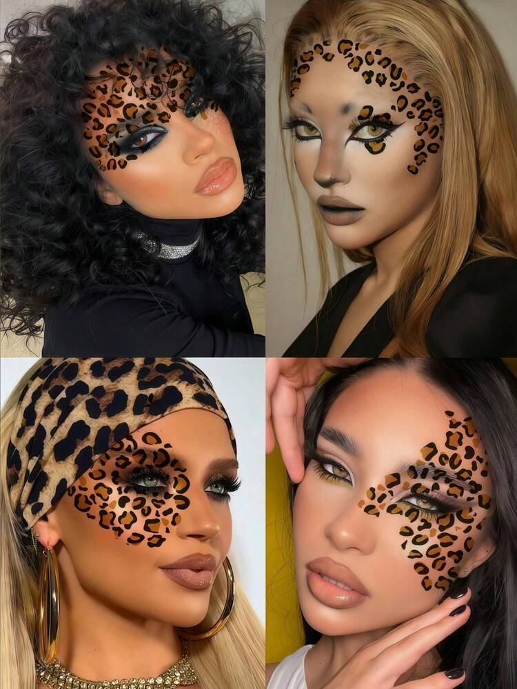 1/3pcs Leopard Print Temporary Tattoo Stickers, Sexy Adult Women Leopard Pattern Tattoo Stickers, Suitable For Halloween, Cosplay, Party, Festivals And Other Occasions - Multicolor - View 3